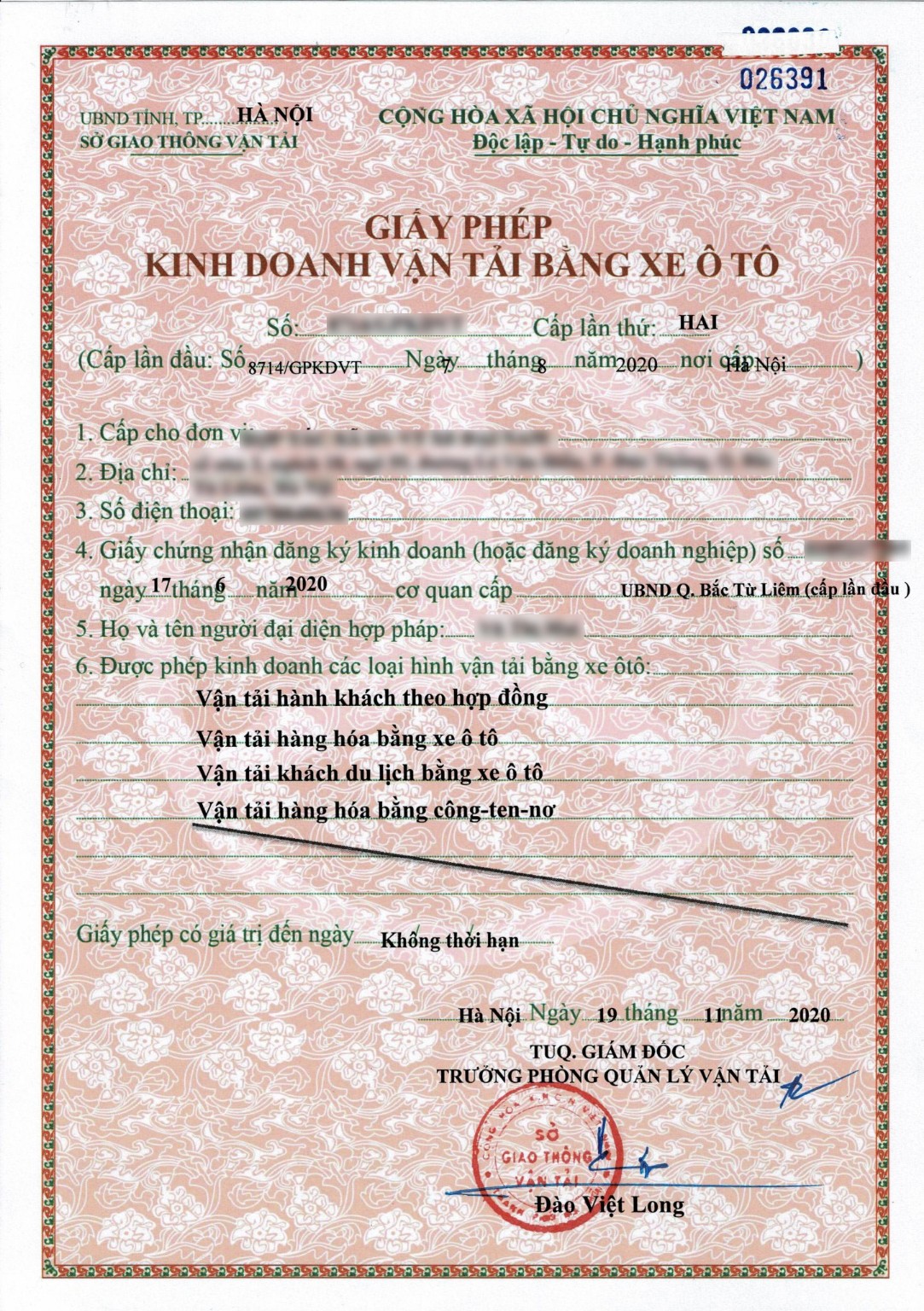 Giấy phép kinh doanh vận tải